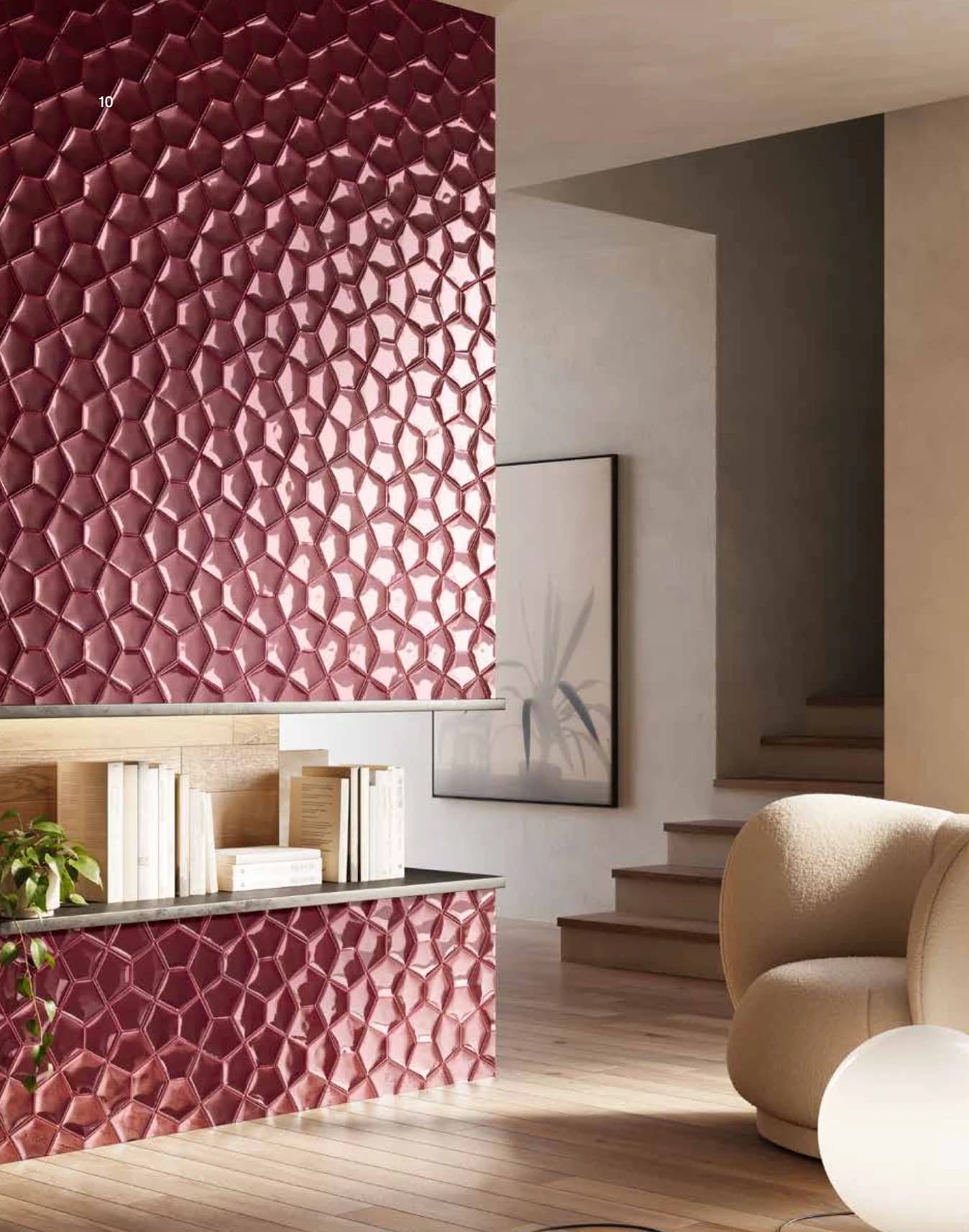 LOGAVAL textured burgundy ceramic tiling